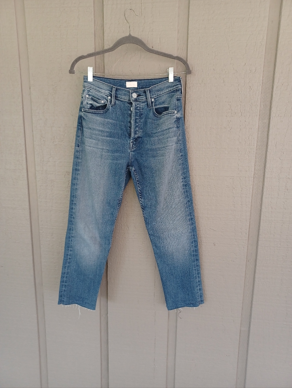 Mother The Tomcat Crop Jean SZ 27 Women Button Fly Stretch Straight Leg Oui Oui